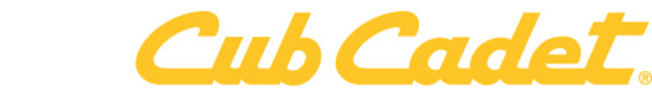 Cub Cadet Schriftzug in Gelb auf hellem Hintergrund – Markenlogo in typografischer Ausführung.