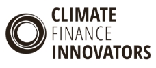 Logo von Climate Finance Innovators – kreisförmiges Icon mit Wortmarke für internationale Klimafinanzierungsinitiative.